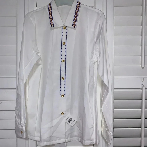 Women's FOXCROFT formal shirt cotton office, work wear embroidered size 8 - Picture 5 of 7